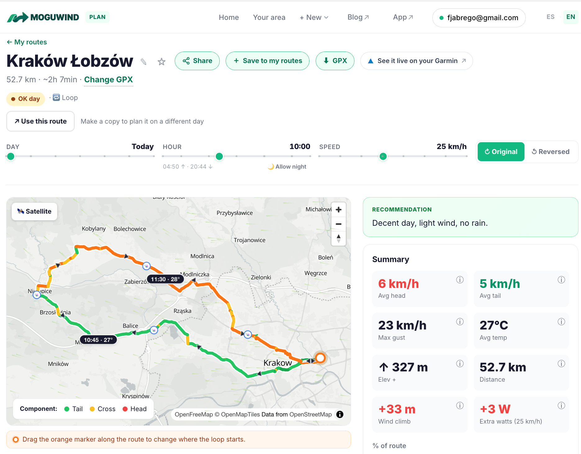 Plan your Route depending on the wind