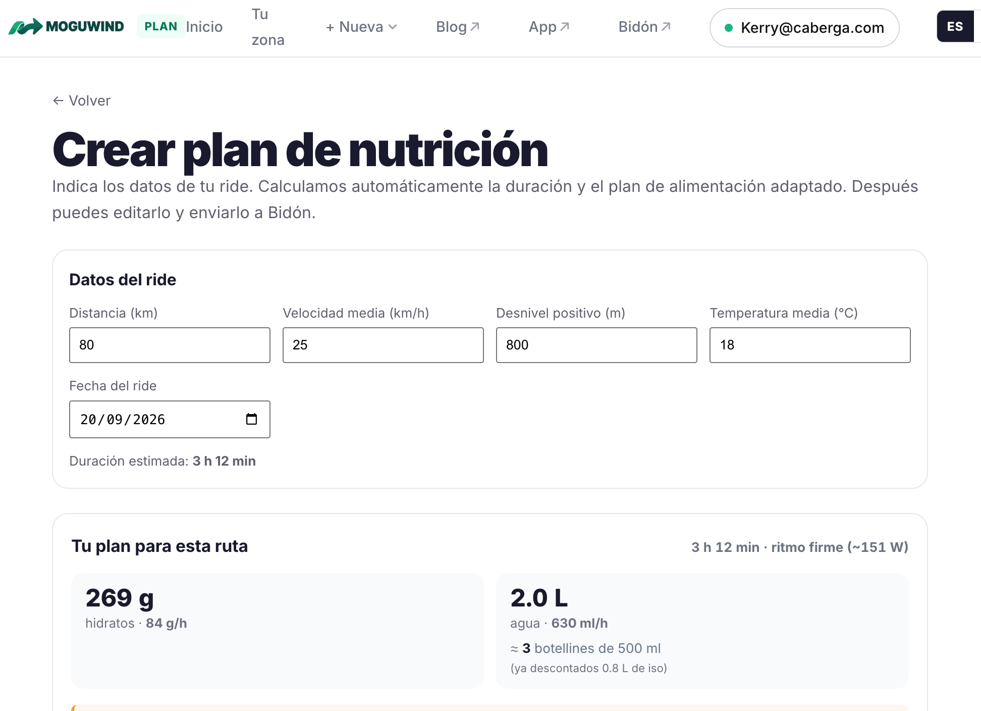 Crea tu plan nutricional para ciclismo con BIDON