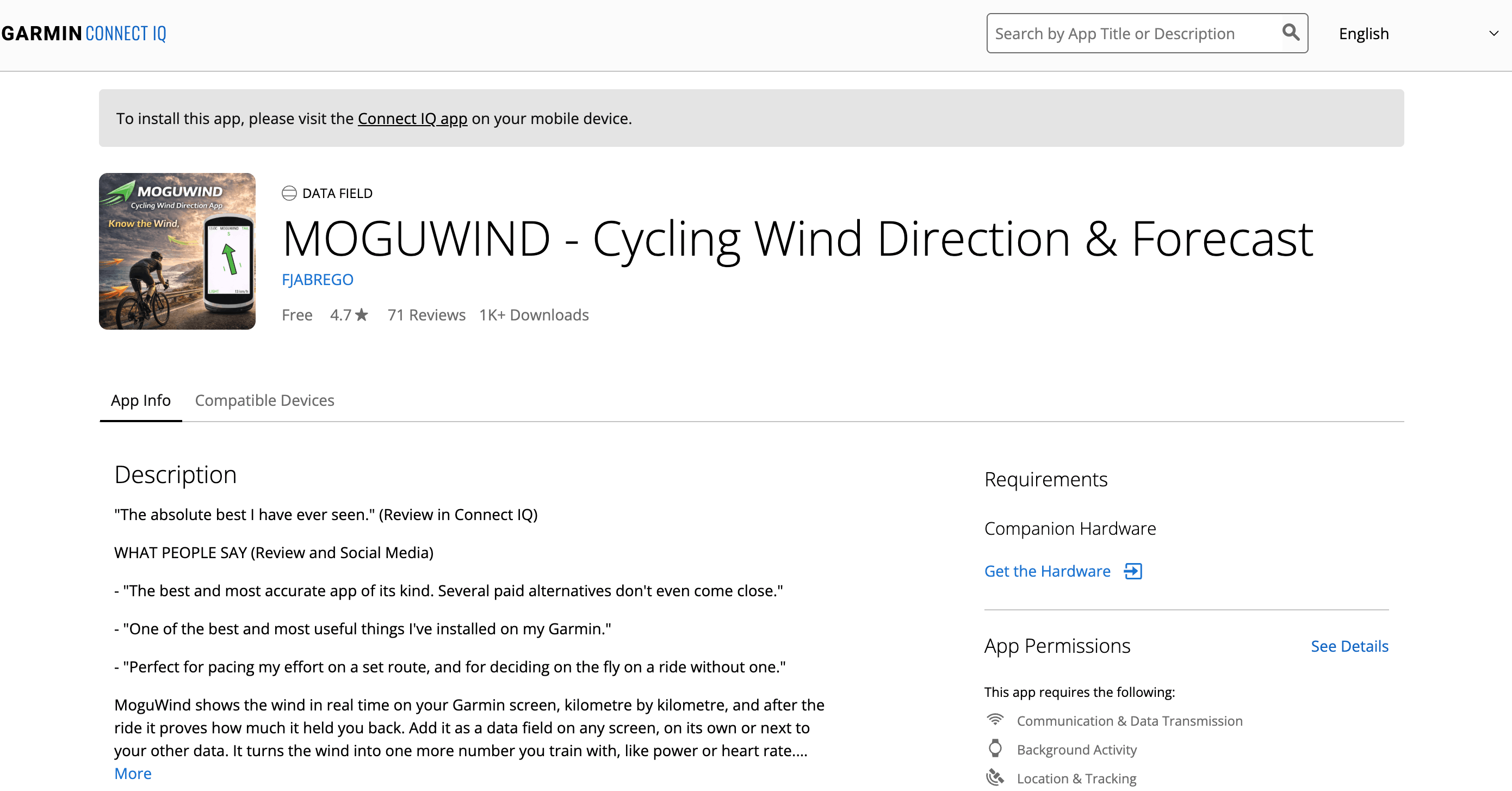 Garmin Connect IQ Moguwind