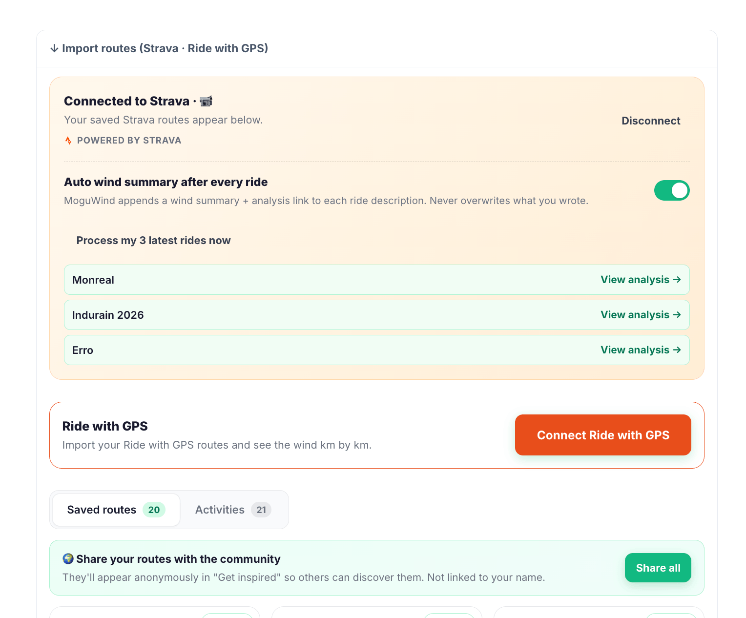 Import Strava Routes to MoguWind Planner FREE